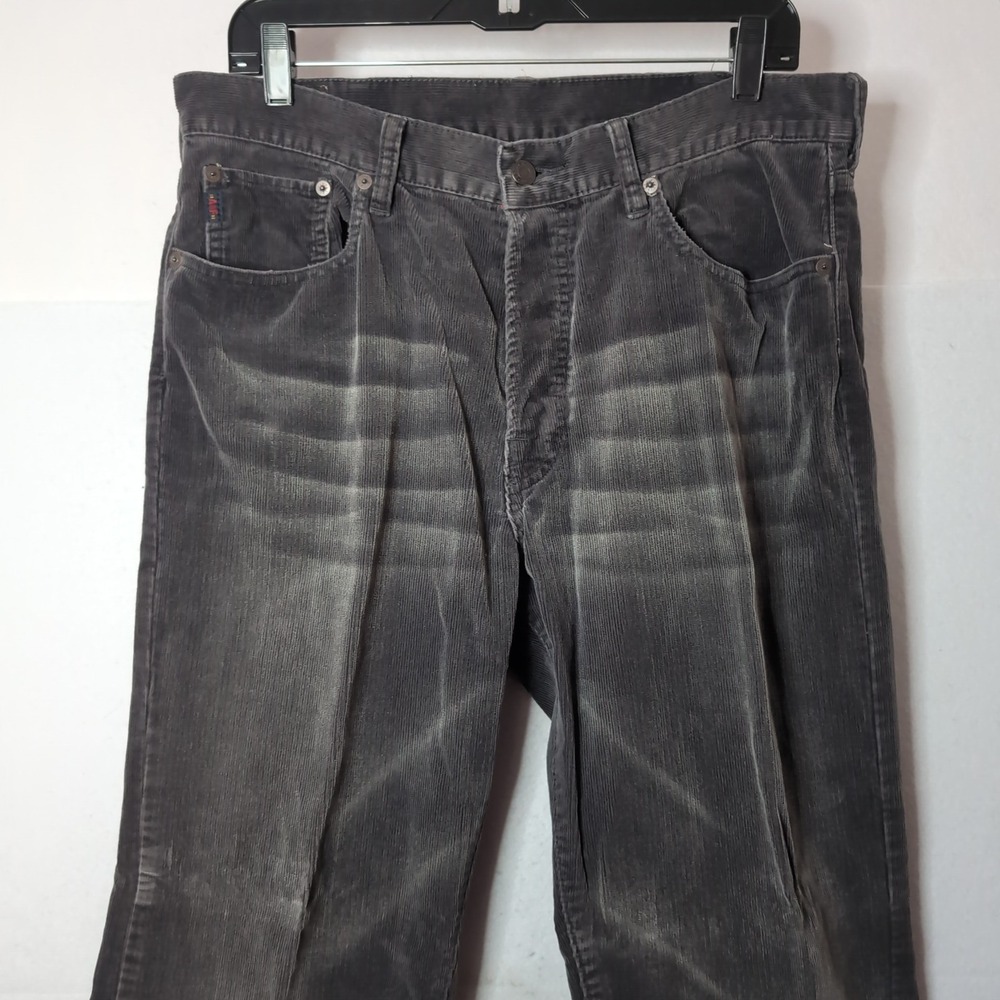 Vtg Abercrombie & Fitch Mens Gray Corduroy Pants Low Rise Button Fly 34L Y2K
